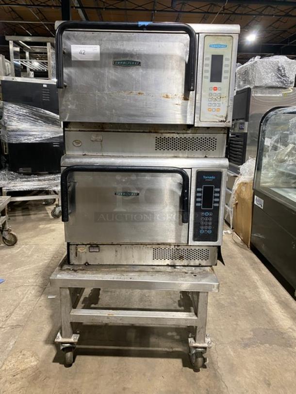 TurboChef Tornado Series Commercial Stainless Steel Electric Powered Double Stacked Rapid Cook Turbo Ovens! With Digital Touch Controls! Model: NGCD6 SN: NGCD6D07489! 208/240V! On Equipment Cart With Casters! 2X Your Bid Makes One Unit! - Image 1 of 8