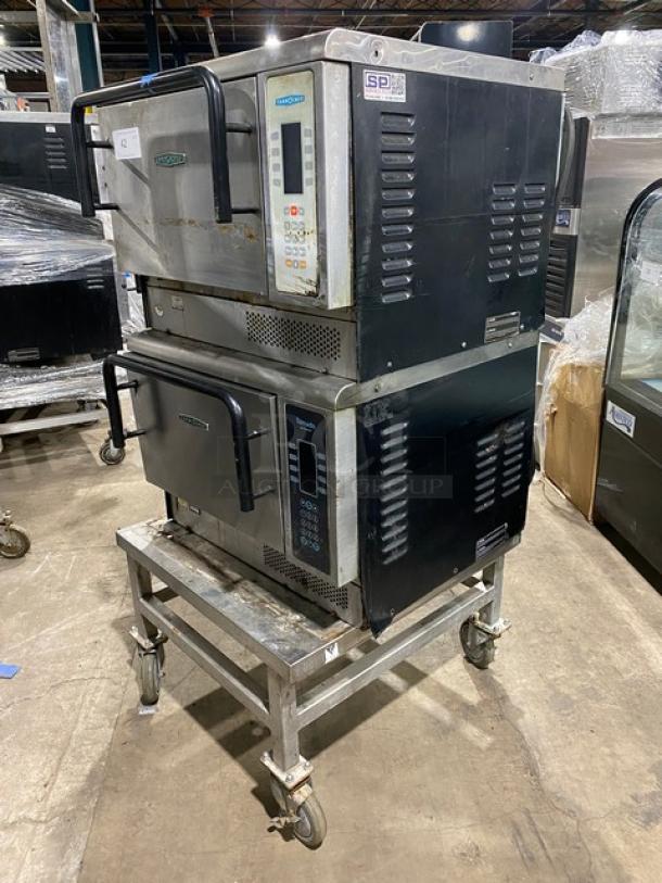 TurboChef Tornado Series Commercial Stainless Steel Electric Powered Double Stacked Rapid Cook Turbo Ovens! With Digital Touch Controls! Model: NGCD6 SN: NGCD6D07489! 208/240V! On Equipment Cart With Casters! 2X Your Bid Makes One Unit! - Image 2 of 8