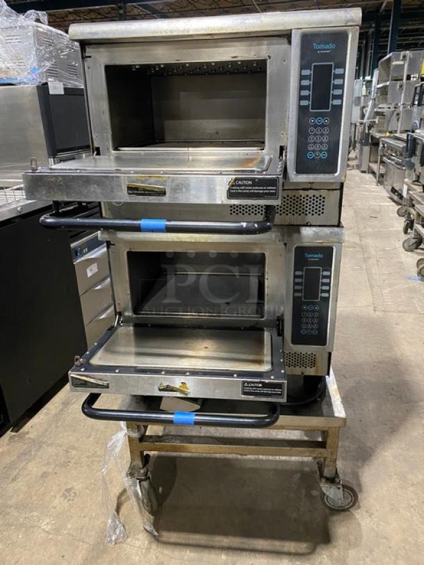 TurboChef Tornado Series Commercial Stainless Steel Electric Powered Double Stacked Rapid Cook Turbo Ovens! With Digital Touch Controls! Model: NGCD6 SN: NGCD6D17090! 208/240V! On Equipment Cart With Casters! 2X Your Bid Makes One Unit! - Image 5 of 10