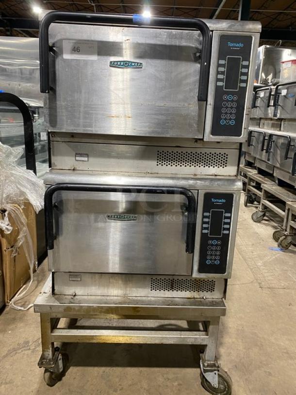 TurboChef Tornado Series Commercial Stainless Steel Electric Powered Double Stacked Rapid Cook Turbo Ovens! With Digital Touch Controls! Model: NGCD6 SN: NGCD6D16476! 208/240V! On Equipment Cart With Casters! 2X Your Bid Makes One Unit! - Image 1 of 11