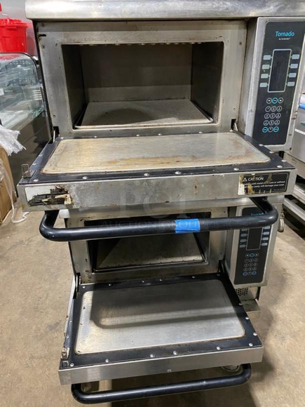 TurboChef Tornado Series Commercial Stainless Steel Electric Powered Double Stacked Rapid Cook Turbo Ovens! With Digital Touch Controls! Model: NGCD6 SN: NGCD6D16476! 208/240V! On Equipment Cart With Casters! 2X Your Bid Makes One Unit! - Image 5 of 11