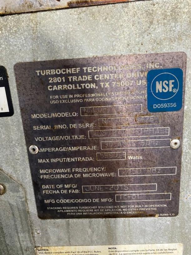TurboChef Tornado Series Commercial Stainless Steel Electric Powered Double Stacked Rapid Cook Turbo Ovens! With Digital Touch Controls! Model: NGCD6 SN: NGCD6D16476! 208/240V! On Equipment Cart With Casters! 2X Your Bid Makes One Unit! - Image 8 of 11
