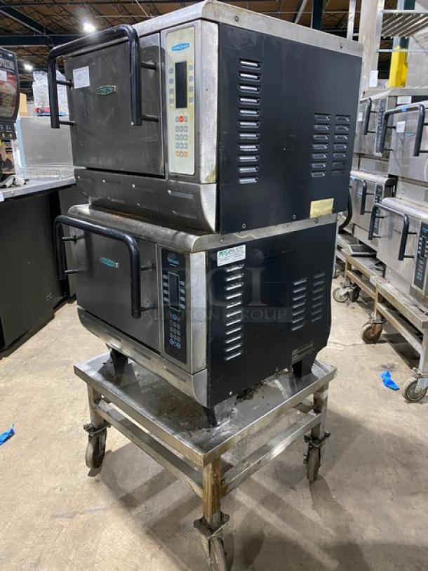TurboChef Tornado Series Commercial Stainless Steel Electric Powered Double Stacked Rapid Cook Turbo Ovens! With Digital Touch Controls! Model: NGCD6 SN: NGCD6D14828! 208/240V! On Equipment Cart With Casters! 2X Your Bid Makes One Unit! - Image 2 of 11