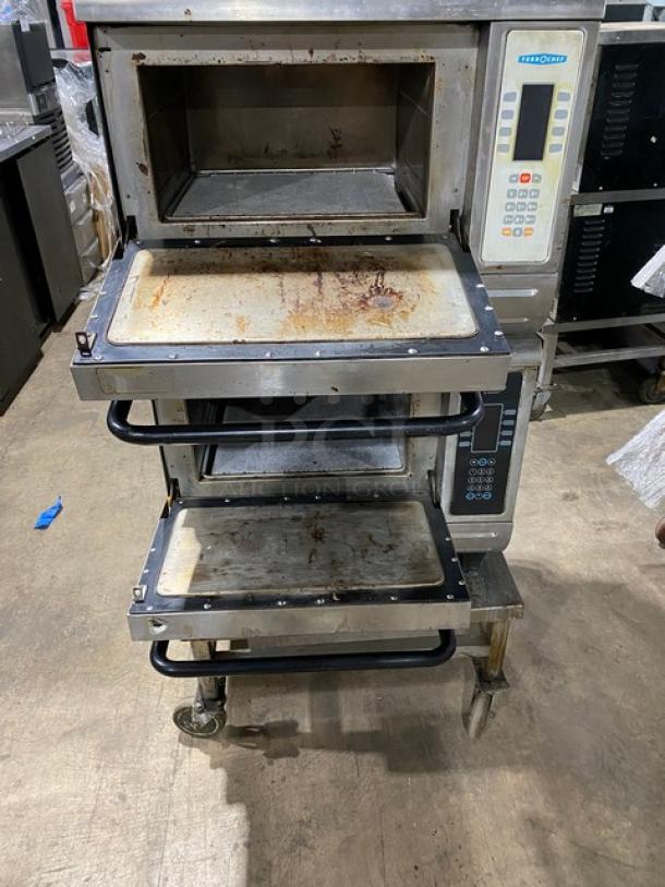 TurboChef Tornado Series Commercial Stainless Steel Electric Powered Double Stacked Rapid Cook Turbo Ovens! With Digital Touch Controls! Model: NGCD6 SN: NGCD6D14828! 208/240V! On Equipment Cart With Casters! 2X Your Bid Makes One Unit! - Image 5 of 11