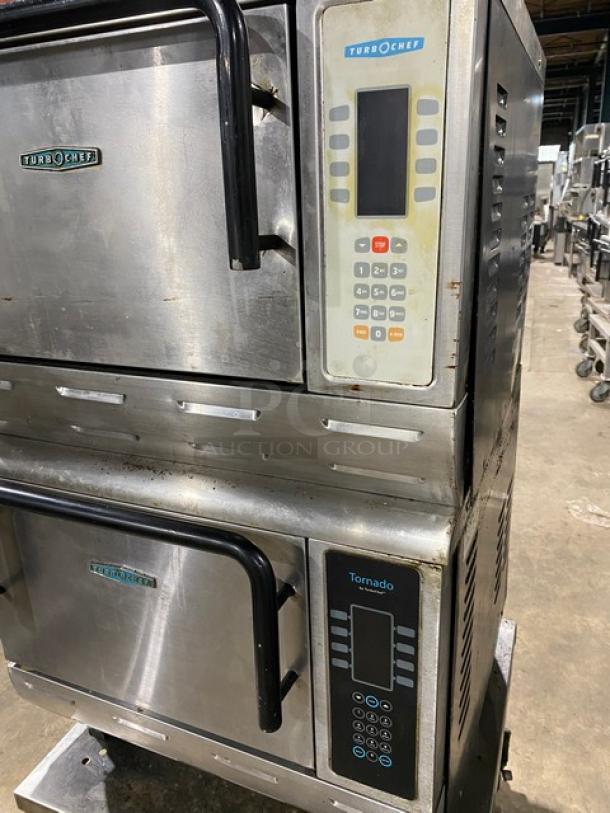 TurboChef Tornado Series Commercial Stainless Steel Electric Powered Double Stacked Rapid Cook Turbo Ovens! With Digital Touch Controls! Model: NGCD6 SN: NGCD6D14828! 208/240V! On Equipment Cart With Casters! 2X Your Bid Makes One Unit! - Image 6 of 11