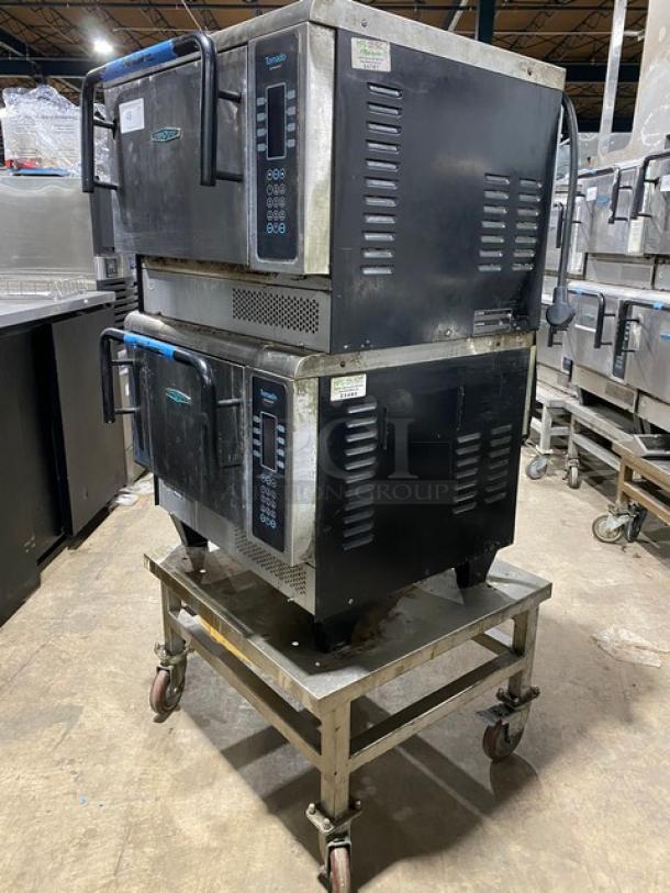 TurboChef Tornado Series Commercial Stainless Steel Electric Powered Double Stacked Rapid Cook Turbo Ovens! With Digital Touch Controls! Model: NGCD6 SN: NGCD6D17041! 208/240V! On Equipment Cart With Casters! 2X Your Bid Makes One Unit! - Image 2 of 11