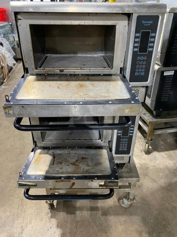 TurboChef Tornado Series Commercial Stainless Steel Electric Powered Double Stacked Rapid Cook Turbo Ovens! With Digital Touch Controls! Model: NGCD6 SN: NGCD6D17041! 208/240V! On Equipment Cart With Casters! 2X Your Bid Makes One Unit! - Image 5 of 11