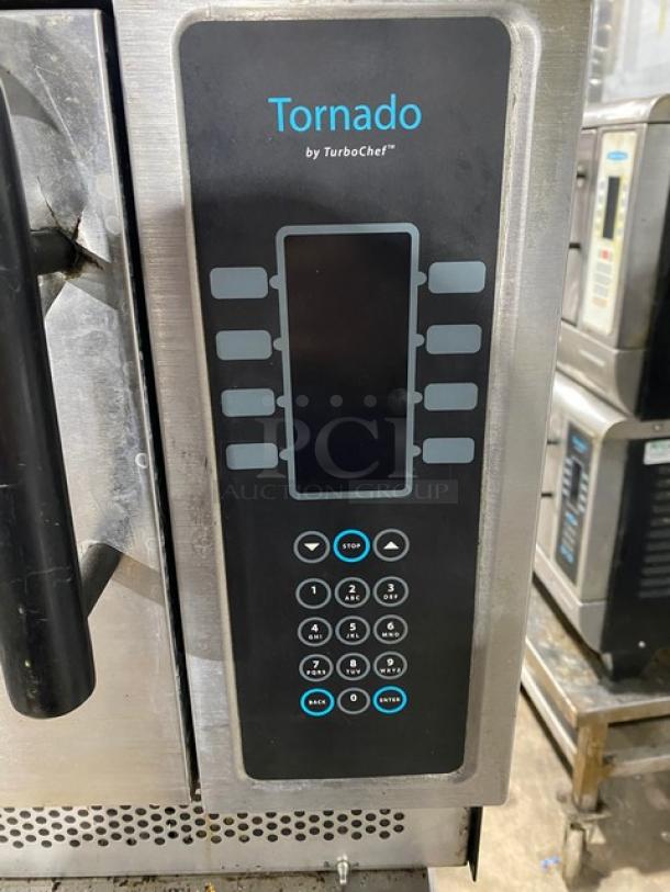 TurboChef Tornado Series Commercial Stainless Steel Electric Powered Double Stacked Rapid Cook Turbo Ovens! With Digital Touch Controls! Model: NGCD6 SN: NGCD6D17041! 208/240V! On Equipment Cart With Casters! 2X Your Bid Makes One Unit! - Image 6 of 11