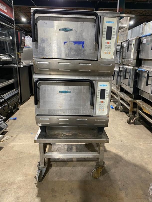 TurboChef Tornado Series Commercial Stainless Steel Electric Powered Double Stacked Rapid Cook Turbo Ovens! With Digital Touch Controls! Model: NGCD6 SN: NGCD6D07506! 208/240V! On Equipment Cart With Casters! 2X Your Bid Makes One Unit! - Image 1 of 11