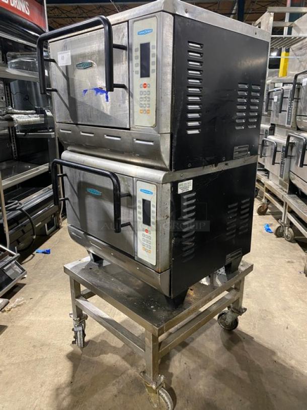 TurboChef Tornado Series Commercial Stainless Steel Electric Powered Double Stacked Rapid Cook Turbo Ovens! With Digital Touch Controls! Model: NGCD6 SN: NGCD6D07506! 208/240V! On Equipment Cart With Casters! 2X Your Bid Makes One Unit! - Image 2 of 11