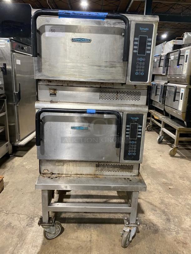 TurboChef Tornado Series Commercial Stainless Steel Electric Powered Double Stacked Rapid Cook Turbo Ovens! With Digital Touch Controls! Model: NGCD6 SN: NGCD6D14858! 208/240V! On Equipment Cart With Casters! 2X Your Bid Makes One Unit! - Image 1 of 11