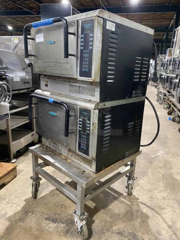 TurboChef Tornado Series Commercial Stainless Steel Electric Powered Double Stacked Rapid Cook Turbo Ovens! With Digital Touch Controls! Model: NGCD6 SN: NGCD6D14858! 208/240V! On Equipment Cart With Casters! 2X Your Bid Makes One Unit! - Image 2 of 11