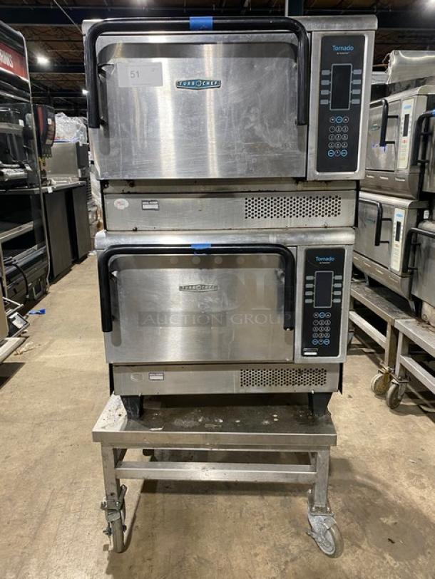 TurboChef Tornado Series Commercial Stainless Steel Electric Powered Double Stacked Rapid Cook Turbo Ovens! With Digital Touch Controls! Model: NGCD6 SN: NGCD6D17155! 208/240V! On Equipment Cart With Casters! 2X Your Bid Makes One Unit! - Image 1 of 11