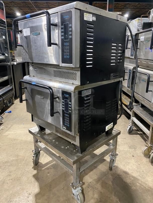 TurboChef Tornado Series Commercial Stainless Steel Electric Powered Double Stacked Rapid Cook Turbo Ovens! With Digital Touch Controls! Model: NGCD6 SN: NGCD6D17155! 208/240V! On Equipment Cart With Casters! 2X Your Bid Makes One Unit! - Image 2 of 11