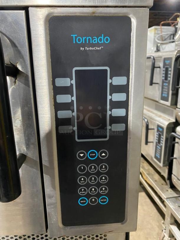 TurboChef Tornado Series Commercial Stainless Steel Electric Powered Double Stacked Rapid Cook Turbo Ovens! With Digital Touch Controls! Model: NGCD6 SN: NGCD6D17155! 208/240V! On Equipment Cart With Casters! 2X Your Bid Makes One Unit! - Image 6 of 11