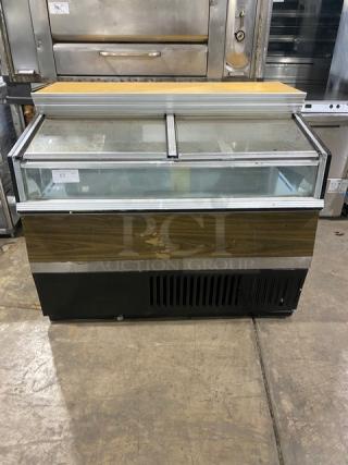 Hussmann Commercial White Top Display Ice Cream Merchandiser Chest Freezer! With Double Sliding Glass Doors!