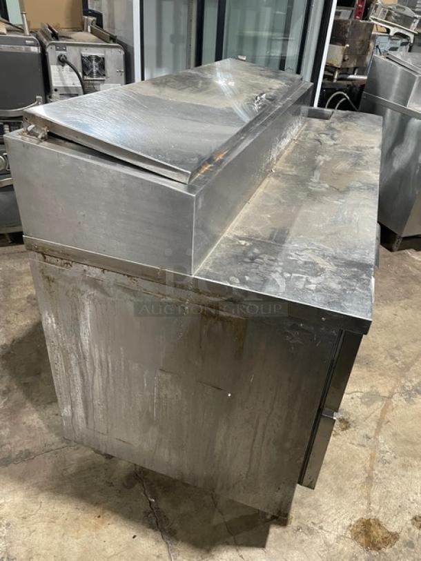 Custom Cool Customized Commercial Stainless Steel 2 Drawer/Single Door Refrigerated Bain Marie Style Mega Top Salad/Sandwich Prep Table! With Single Compartment Handwashing Sink & Swing Spout Faucet! With HeatCraft Reach In Unit Cooler! Model: TA10AG SN: T20C24647! 115V 1 Phase! On Legs! - Image 3 of 15