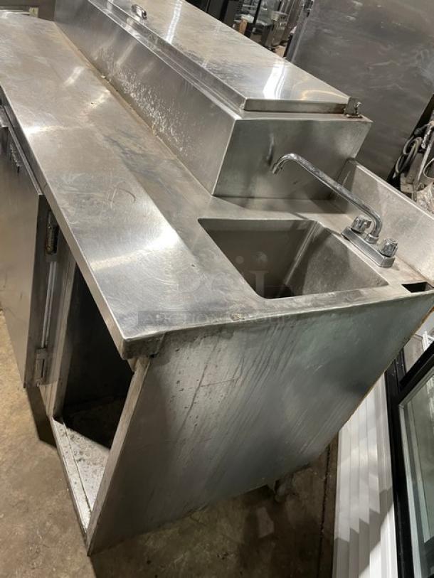 Custom Cool Customized Commercial Stainless Steel 2 Drawer/Single Door Refrigerated Bain Marie Style Mega Top Salad/Sandwich Prep Table! With Single Compartment Handwashing Sink & Swing Spout Faucet! With HeatCraft Reach In Unit Cooler! Model: TA10AG SN: T20C24647! 115V 1 Phase! On Legs! - Image 5 of 15