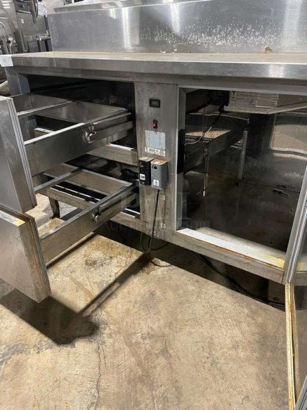Custom Cool Customized Commercial Stainless Steel 2 Drawer/Single Door Refrigerated Bain Marie Style Mega Top Salad/Sandwich Prep Table! With Single Compartment Handwashing Sink & Swing Spout Faucet! With HeatCraft Reach In Unit Cooler! Model: TA10AG SN: T20C24647! 115V 1 Phase! On Legs! - Image 6 of 15