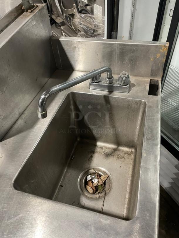 Custom Cool Customized Commercial Stainless Steel 2 Drawer/Single Door Refrigerated Bain Marie Style Mega Top Salad/Sandwich Prep Table! With Single Compartment Handwashing Sink & Swing Spout Faucet! With HeatCraft Reach In Unit Cooler! Model: TA10AG SN: T20C24647! 115V 1 Phase! On Legs! - Image 9 of 15