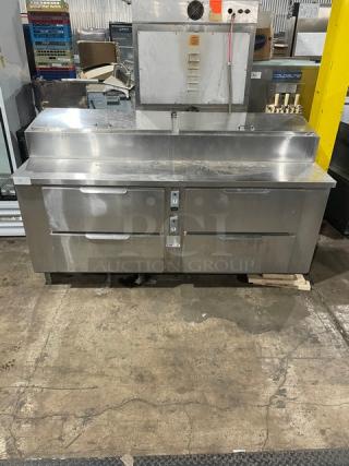 Commercial Stainless Steel 4 Drawer Refrigerated Bain Marie Style Mega Top Salad/Sandwich Prep Table! On Legs!