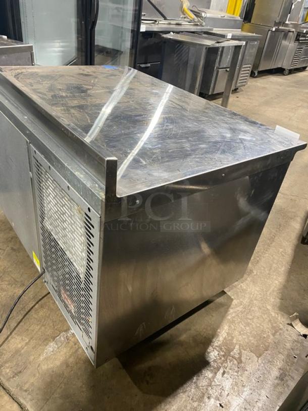Traulsen Commercial Stainless Steel Single Door Refrigerated Worktop Cooler! With Back Splash! With Poly Coated Wire Racks! Model: TU048QC SN: T30356A13! 115V 1 Phase! On Casters! - Image 4 of 10