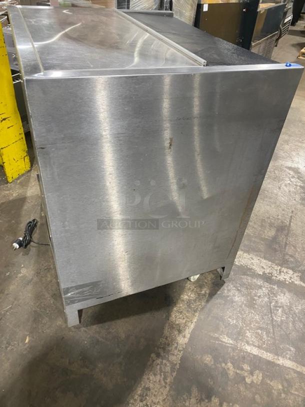 Delfield Commercial Stainless-Steel Self-Contained Air Curtain Beverage/Milk Cooler! With Double Lift-Open Top Hinged Lids! Model: NLFAC-8 SN: 0608036002029M! 115V 1 Phase! On Casters! - Image 4 of 10