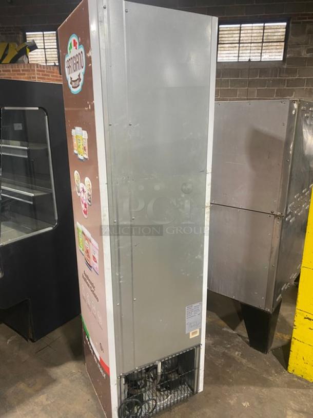 Commercial Black Gelato Style Single Glass Swing Door Reach In Merchandiser Freezer! With Door Heater & LED Light! With Poly Coated Wire Racks! Model: SD240 SN: 6180900110290126! 110V! On Casters! - Image 3 of 11