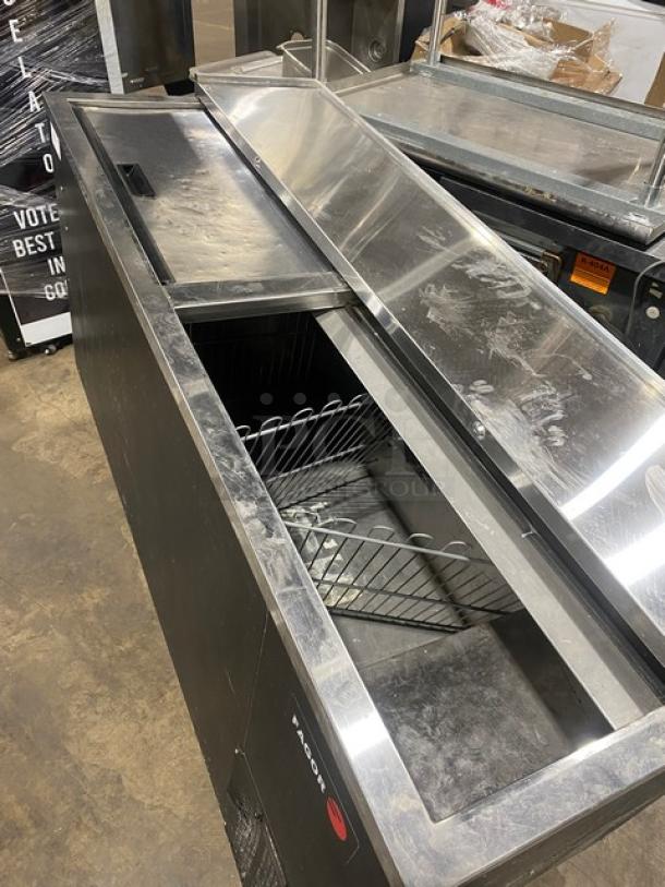 Fagor Commercial Black Deep-Well Horizontal Flat-Top Bottle Cooler! With Stainless Steel Double Top Sliding Lids! With Epoxy Coated Bin Dividers! Model: FBC-65 HC SN: 19072219! 115V 1 Phase! - Image 8 of 9