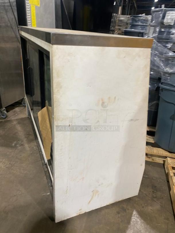 True Commercial White Slanted Glass Refrigerated Meat Deli Display Show Case! With Stainless Steel Serve Over Countertop! With Adjustable Poly Coated Wire Shelves! With Rear Double Sliding Glass Doors! Model: TSID-72-3 SN: 5045310! 115V 1 Phase! - Image 4 of 10