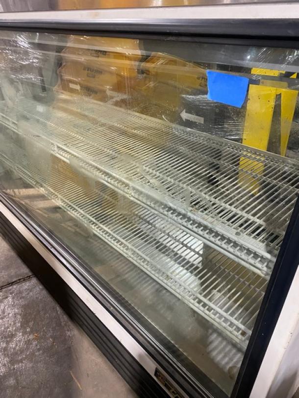 True Commercial White Slanted Glass Refrigerated Meat Deli Display Show Case! With Stainless Steel Serve Over Countertop! With Adjustable Poly Coated Wire Shelves! With Rear Double Sliding Glass Doors! Model: TSID-72-3 SN: 5045310! 115V 1 Phase! - Image 8 of 10