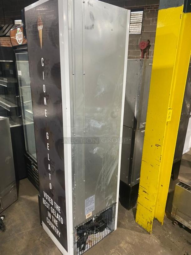 Commercial Black Gelato Style Single Glass Swing Door Reach In Merchandiser Freezer! With Door Heater & LED Light! With Adjustable Poly Coated Wire Racks! Model: SD240 SN: 6190401507170183! 110V! On Casters! - Image 3 of 12