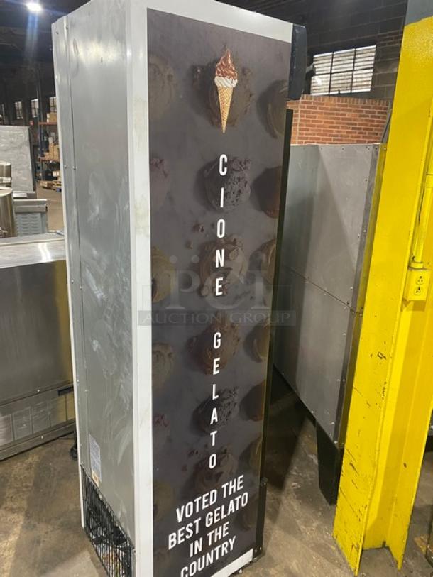 Commercial Black Gelato Style Single Glass Swing Door Reach In Merchandiser Freezer! With Door Heater & LED Light! With Adjustable Poly Coated Wire Racks! Model: SD240 SN: 6190401507170183! 110V! On Casters! - Image 4 of 12