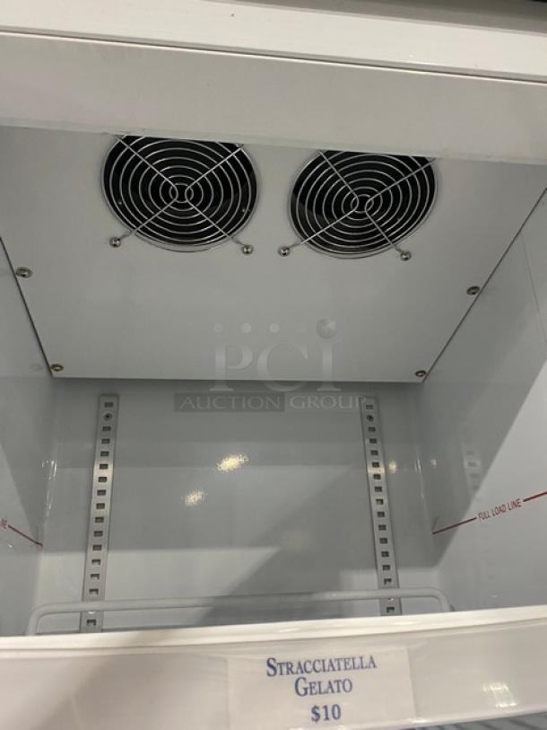 Commercial Black Gelato Style Single Glass Swing Door Reach In Merchandiser Freezer! With Door Heater & LED Light! With Adjustable Poly Coated Wire Racks! Model: SD240 SN: 6190401507170183! 110V! On Casters! - Image 6 of 12