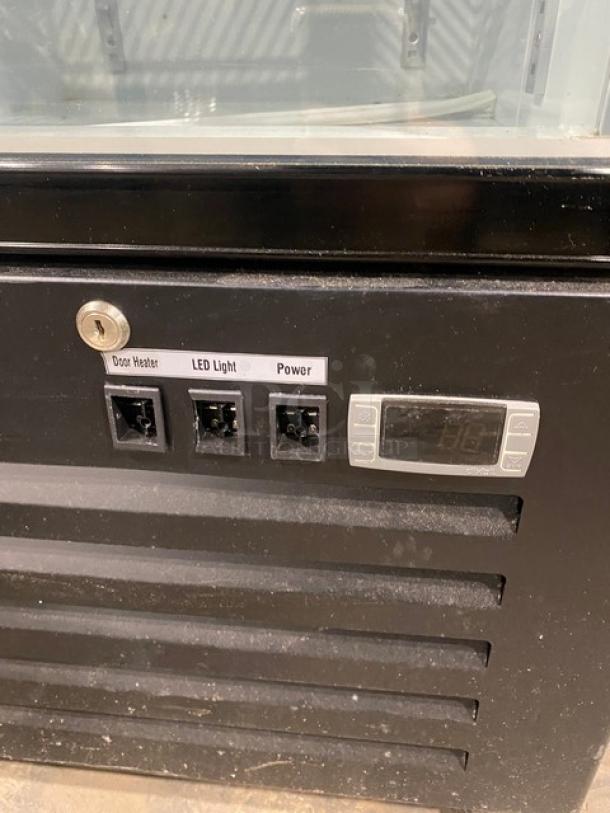 Commercial Black Gelato Style Single Glass Swing Door Reach In Merchandiser Freezer! With Door Heater & LED Light! With Adjustable Poly Coated Wire Racks! Model: SD240 SN: 6190401507170183! 110V! On Casters! - Image 8 of 12
