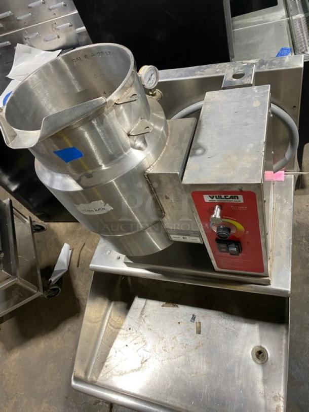 Vulcan Commercial Stainless Steel Electric Powered Countertop 6-Gal. Steam Jacketed Tilting Kettle! Model: K6ETT-7 SN: 46-2004217! 208/240V 3 Phase! With Custom Single Well Equipment Stand/Base! With Back Splash & Drain! On Legs! - Image 12 of 12