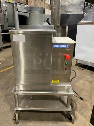 Somerset Commercial Stainless Steel Electric Powered Heavy-Duty 1-36 Oz. Dough Rounder Machine! Model: SDR-400 SN: 1510K0138! 115V 1 Phase! With Single Shelf Equipment Cart! On Casters!