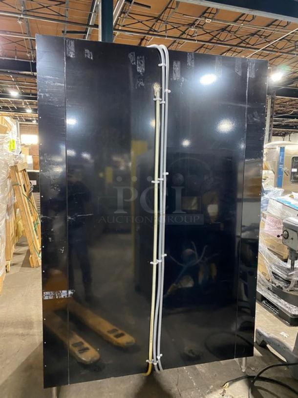 Commercial Black Double Glass Swing Door Reach In Merchandiser Refrigerator! With Coated Wire Racks! On Legs! - Image 3 of 9