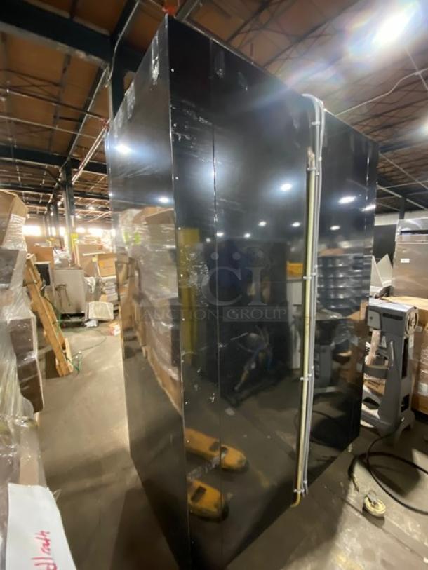 Commercial Black Double Glass Swing Door Reach In Merchandiser Refrigerator! With Coated Wire Racks! On Legs! - Image 4 of 9