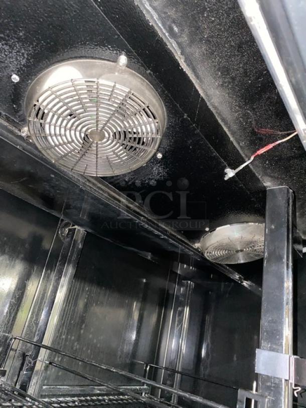 Commercial Black Double Glass Swing Door Reach In Merchandiser Refrigerator! With Coated Wire Racks! On Legs! - Image 7 of 9