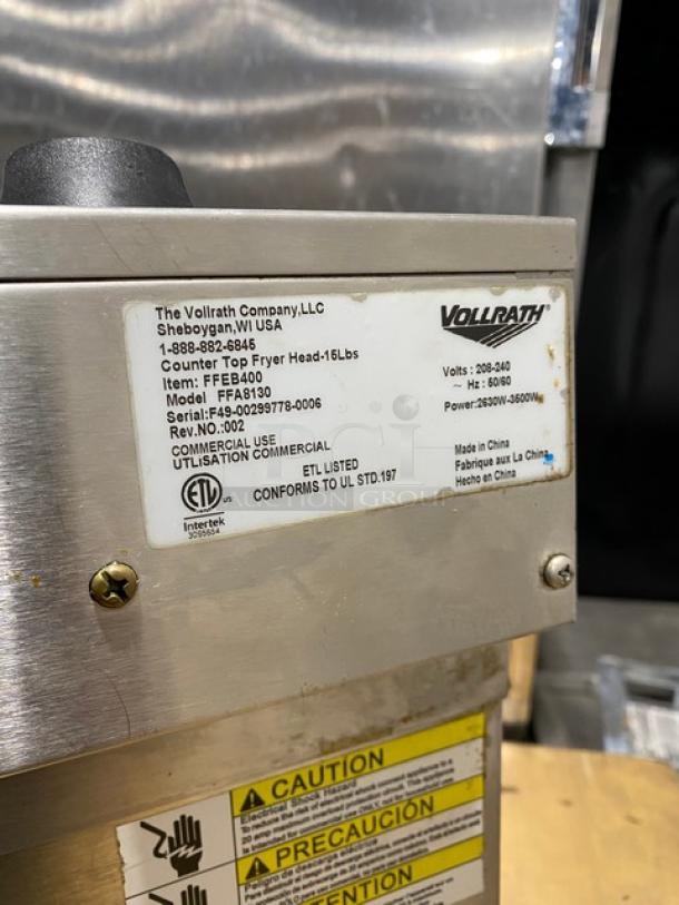 Vollrath Commercial Stainless Steel Electric Powered Countertop Double Bay Deep Fat Fryer! With Individual Controls! With Back Splash & Basket Hanger! With Frying Baskets! Model: FFA8115 SN: H17-00349570-0037 / Model: FFA8130 SN: F49-00299778-0006! 208-240V! - Image 12 of 12