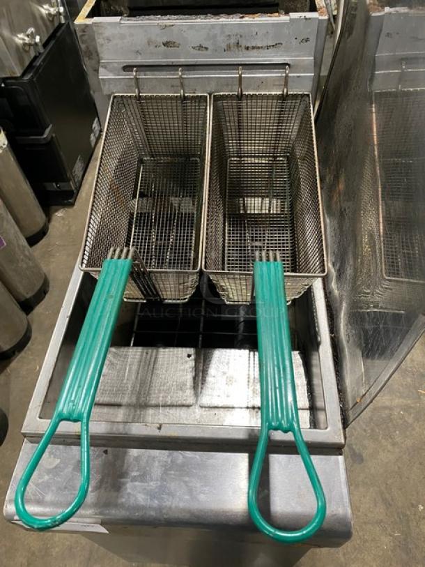 Commercial Stainless Steel Natural Gas Powered Deep Fat Fryer! With Back & Right-Side Splash! With Basket Hanger! With Frying Baskets! On Legs! - Image 5 of 11