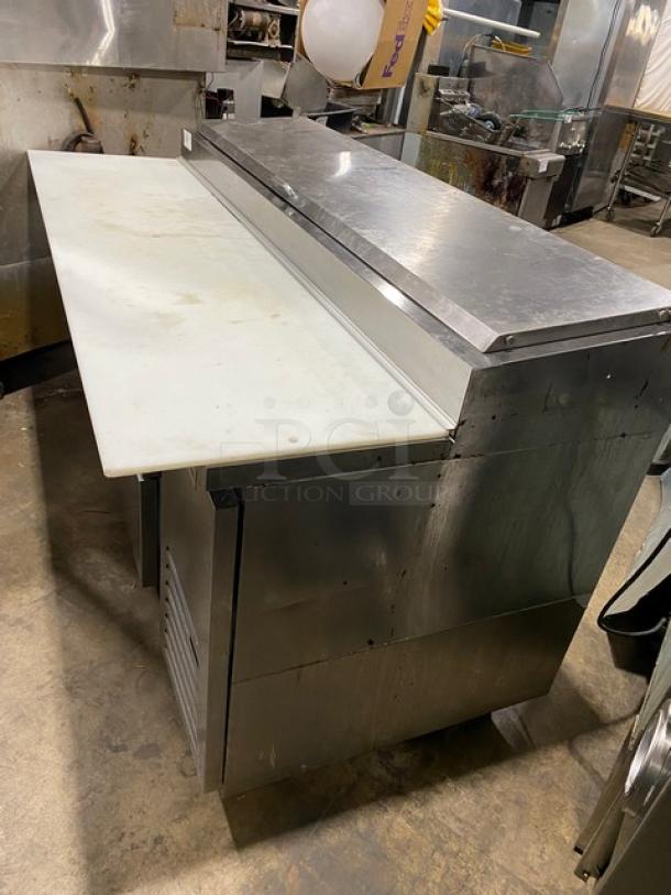 Beverage-Air Commercial Stainless Steel 4 Drawer Refrigerated Bain Marie Style Mega Top Pizza Prep Table! With Removable Cutting Board! Model: DPD72HC-4 SN: 14502012! 115V 1 Phase! On Casters! - Image 2 of 11