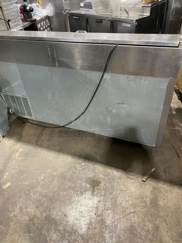 Beverage-Air Commercial Stainless Steel 4 Drawer Refrigerated Bain Marie Style Mega Top Pizza Prep Table! With Removable Cutting Board! Model: DPD72HC-4 SN: 14502012! 115V 1 Phase! On Casters! - Image 3 of 11