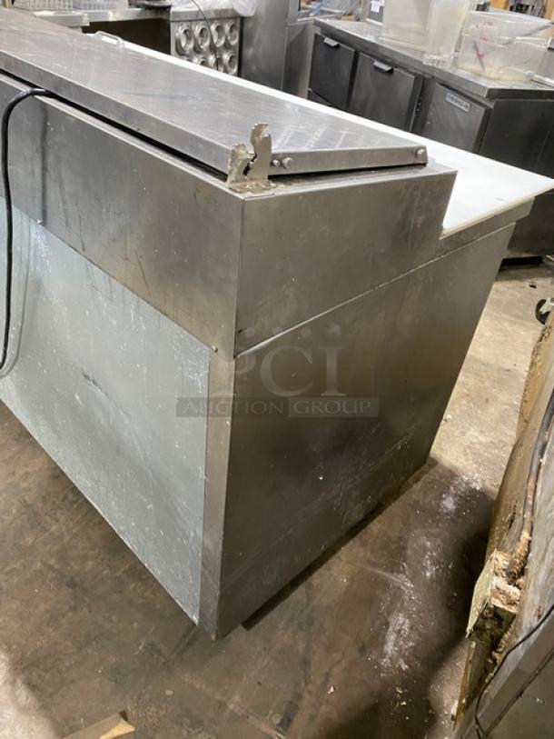 Beverage-Air Commercial Stainless Steel 4 Drawer Refrigerated Bain Marie Style Mega Top Pizza Prep Table! With Removable Cutting Board! Model: DPD72HC-4 SN: 14502012! 115V 1 Phase! On Casters! - Image 4 of 11