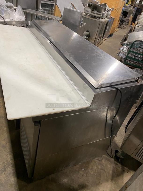 Beverage-Air Commercial Stainless Steel 4 Drawer Refrigerated Bain Marie Style Mega Top Pizza Prep Table! With Removable Cutting Board! Model: DPD72HC-4 SN: 14502009! 115V 1 Phase! On Casters! - Image 2 of 11