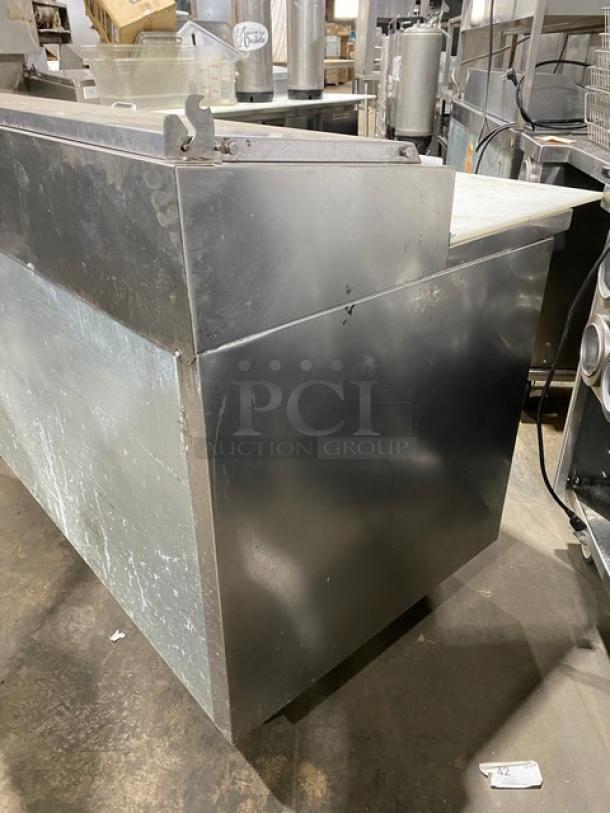 Beverage-Air Commercial Stainless Steel 4 Drawer Refrigerated Bain Marie Style Mega Top Pizza Prep Table! With Removable Cutting Board! Model: DPD72HC-4 SN: 14502009! 115V 1 Phase! On Casters! - Image 4 of 11