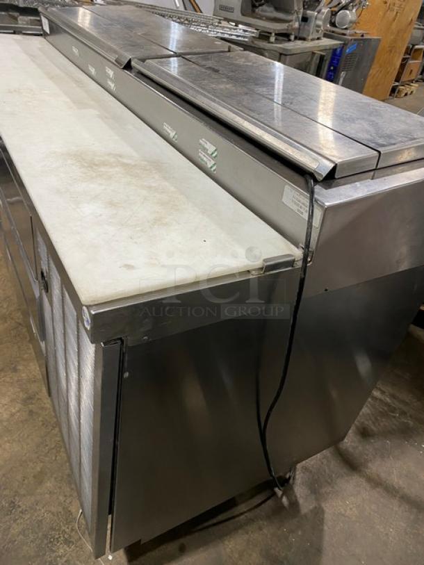 Delfield Commercial Stainless Steel 6 Drawer Refrigerated Bain Marie Style Mega Top Pizza Prep Table! With Removable Cutting Board! Model: 18672PTBMP SN: 2109820100067! 115V 1 Phase! On Casters! - Image 4 of 14