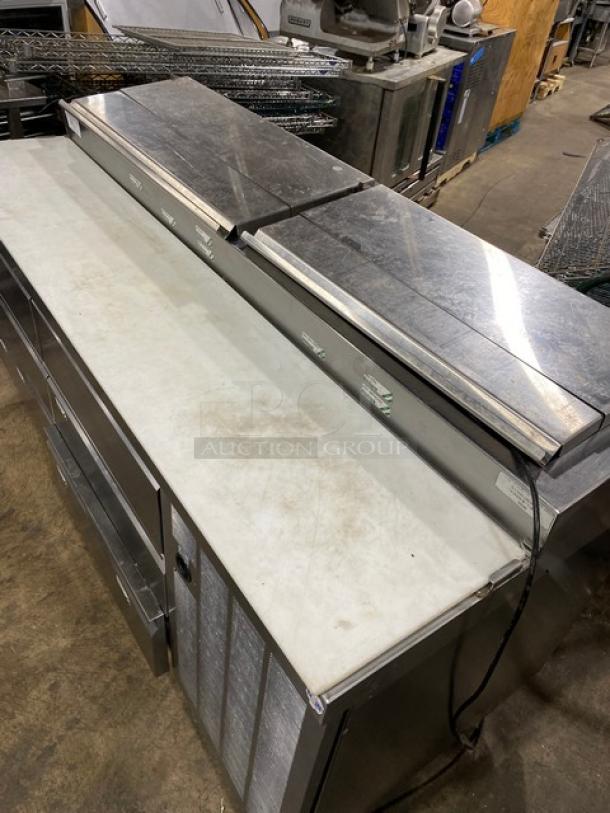 Delfield Commercial Stainless Steel 6 Drawer Refrigerated Bain Marie Style Mega Top Pizza Prep Table! With Removable Cutting Board! Model: 18672PTBMP SN: 2109820100067! 115V 1 Phase! On Casters! - Image 9 of 14