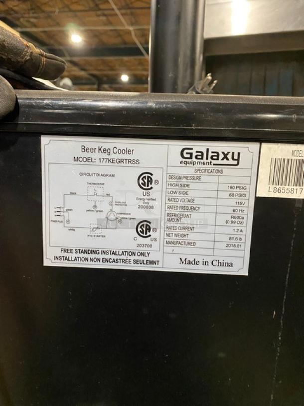 Galaxy Commercial Black Free Standing Single Door Kegerator/Beer Cooler! With Single Tap Tower! Model: 177KEGRTRSS! 115V! On Casters! - Image 8 of 11